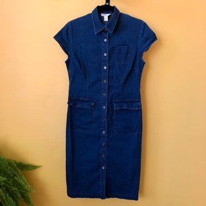 True Vintage Y2K Denim Shirt Dress (Stretchy!)